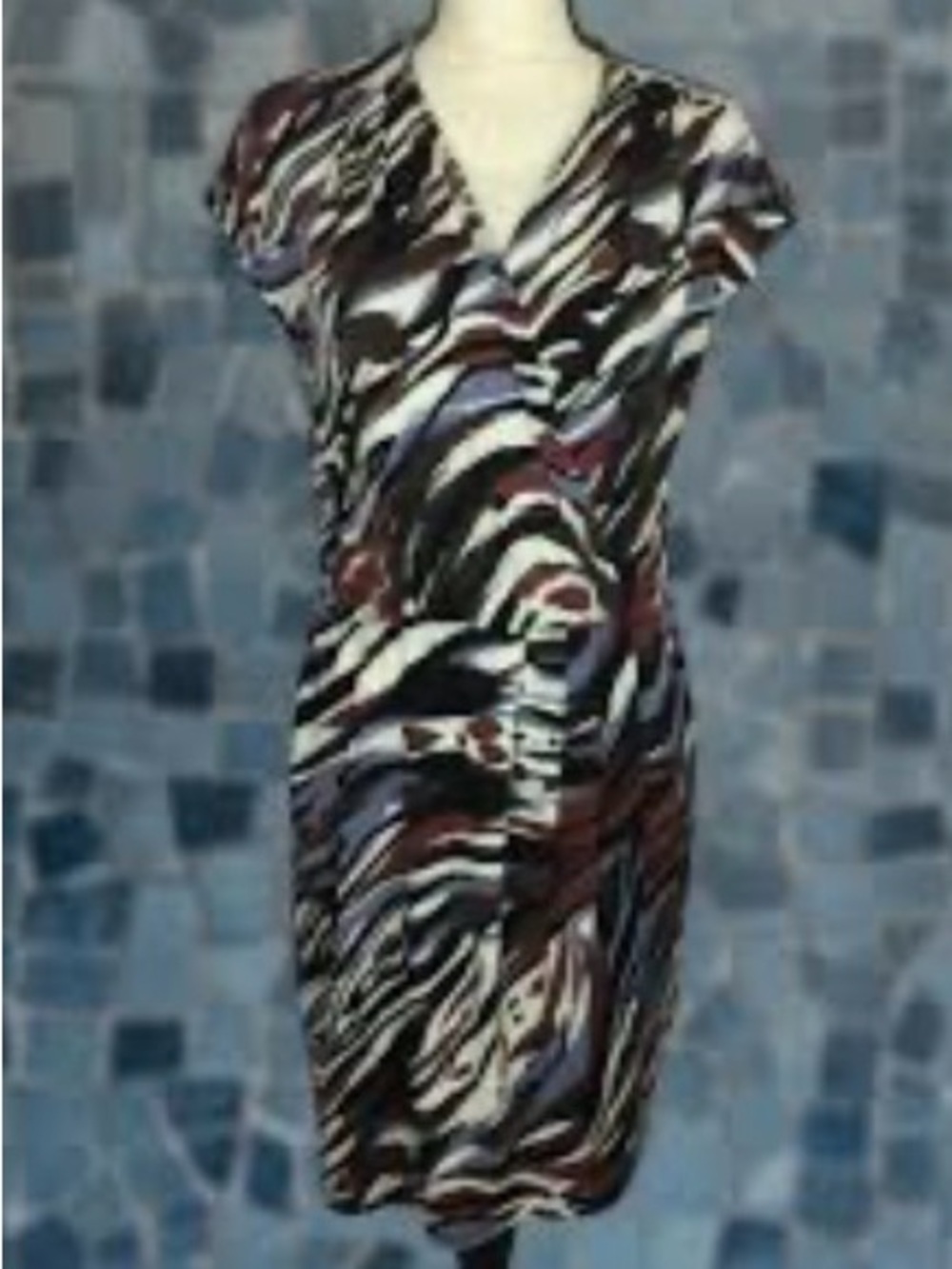 Banana Republic Multi-Stripe Wrap Mini Dress in Black,White, burgundy